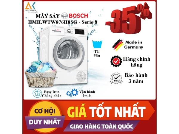 MÁY SẤY TỤ HƠI VỚI BƠM NHIỆT 9 KG  HMH.WTW87561SG